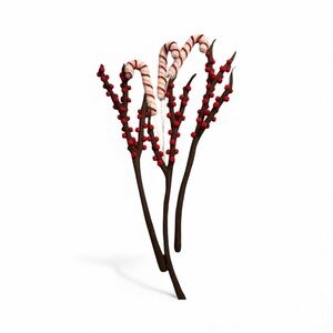 Festive Decorative Candy Cane and Berry Stems